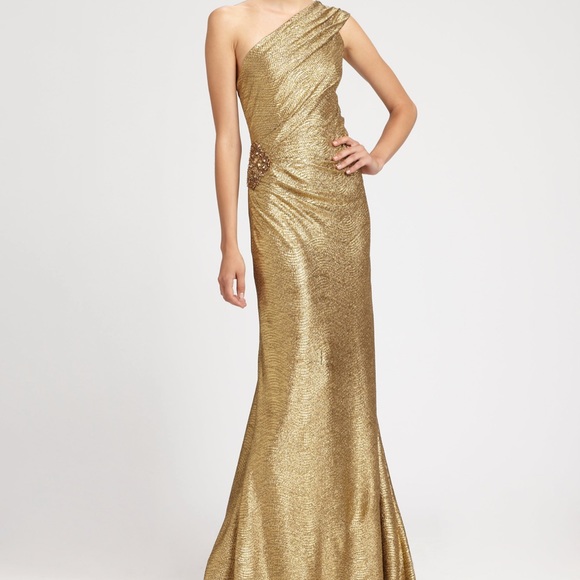 David Meister Dresses & Skirts - David Meister One Shoulder Gold Gown